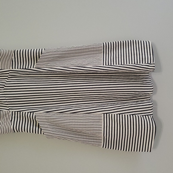 Eclair Mini Sundress XS Navy Blue Cream Ivory Striped Seersucker Pockets Straps - Picture 15 of 15